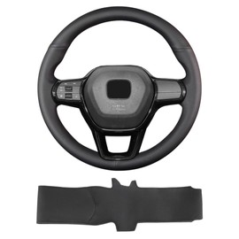 Yeolpise Funda de volante cosida a mano, apta para Honda 2022 Civic Sedan Si/2022 Civic/2023 CR-V HR-V Civic Tipo R, funda de volante de piel de microfibra transpirable antideslizante en envoltura cosida a mano