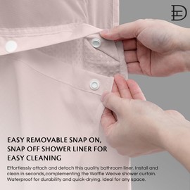 Dainty Home Waffle Weave Shower Curtain with Liner Sets - Modern Shower Curtain for Bathroom with Mesh Top Window - Premium Quality Fabric Snap Shower Curtain