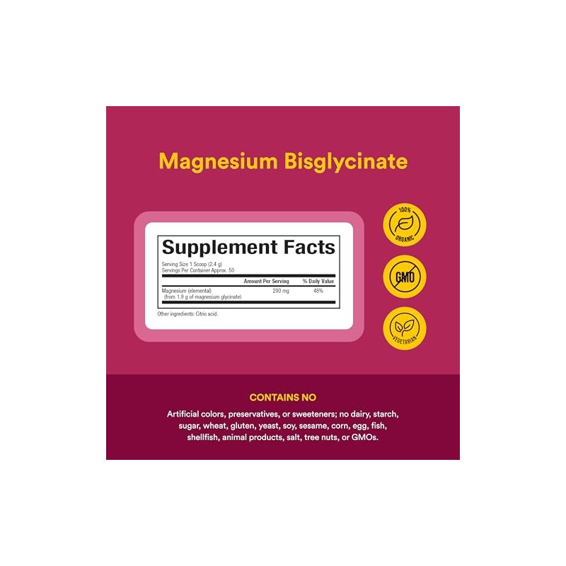 Natural Factors Bisglicinato Magnesio Puro 200 Onzas Polvo