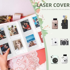 Powerful Polaroid Photo Album 288 Pockets Instax Photo Album Book for Fuji Instax Mini 7 8 9 11 25 26 50s 70 90 Link Instant Film Polaroid (Pink)