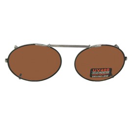 Oval Non Polarized Amber Driving Lens Clip On Sunglasses (Black Frame-Non Polarized Amber Lens, 53mm x 39mm)