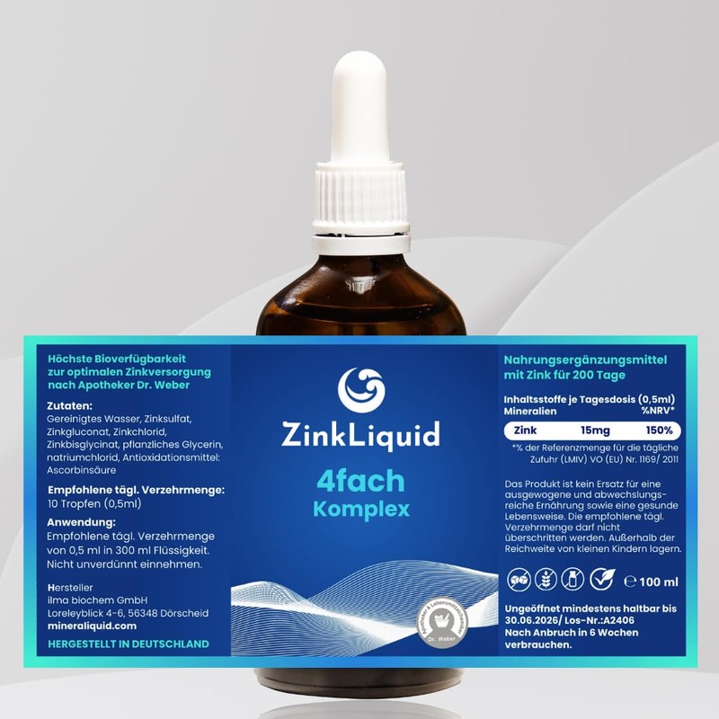 ZinkLiquid - 100 ml Zinc Drops High Dose Flavour-Optimised Zinc