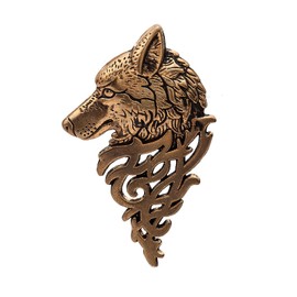 coadipress Vintage Bohemian Wolf Pin Brooch Fashion Animal Dire Wolf Head Coyote Antique Retro Lapel Brooches Badge Men's Suits Buckle Neckwear Accessories (Ancient Gold)