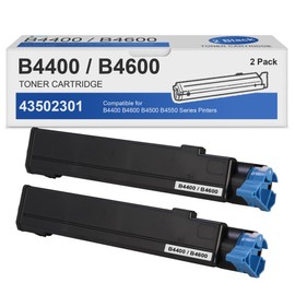 FADFAWN B4600/B4400 Black Toner Cartridges 2 Pack: Compatible 43502301 Toner Cartridge Replacement for OKI B4400 B4600 B4500 B4550 Series Printer