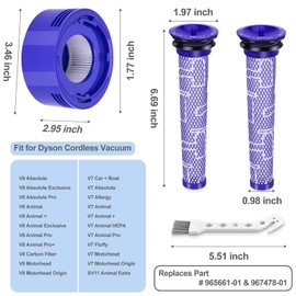 EFOTIML Staubsaugerfilter-Ersatz-Set für Dyson V7, V8 Animal und V8 Absolute schnurlosen Staubsauger, 2 Nachfilter, 2 Vorfilter, ersetzt Teilenummer 965661-01 und 967478-01, 4 Stück