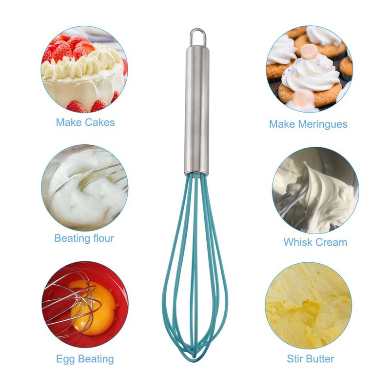 sourcing map Egg Whisk Stainless Steel Whisk Mixer Kitchen Utensil