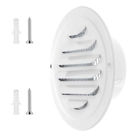3 inch White 304 Stainless Steel Air Vents Cover, Louvered Grille Cover Vent Hood, Round Wall Vent Cover, Built-in a Fly Screen Mesh, Louvered Grille Cover Vent for House, Office, Garage Ventilation