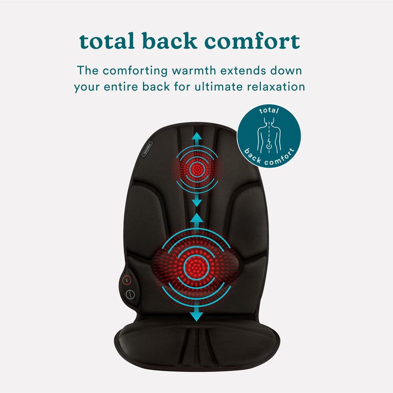 Homedics Portable Heating and Vibrating Back Massage Cushion with Adjustable