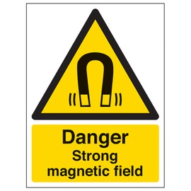 V Safety Danger Strong Magnetic Field - Portrait 200 x 300mm - 3mm Aluminium Composite Safety Sign