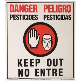 Gemplers 109821 Bilingual English/Spanish WPS Warning Decal, Self-adhesive, 16"H x 14"W, Danger Pesticides Keep Out