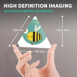 1 x Triangle Coaster - Bee Happy Cute Funny Fun Bug Animal Cork Backed MDF Glossy Tea Coffee Accessory #58774