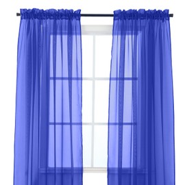Elegant Comfort 2-Piece Sheer Panel with 2inch Rod Pocket - Window Curtains 40-inch Width X 84-inch Length, Neon Blue