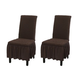 Rakila Stretch Washable Chair Covers for Dining Room Set of 2 Removable Chair Covers with Skirt Kitchen Chair Protector Cover (Coffee, 2 Pack)