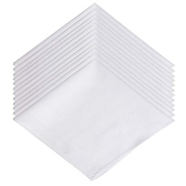 byou Handkerchiefs for Men, Pocket Square White Pack of 12 Cotton Pockets Square Pocket Square for Men for Wedding Party Any Occasion 15 x 15 Inches, White