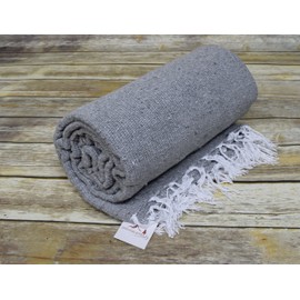 Open Road Goods Handmade Grey Yoga Blanket - Thick Mexican Blanket or Throw - Made for Yoga!