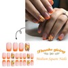 EYZOTSF Thanksgiving Press on Short Square Nails Acrylic Fall False
