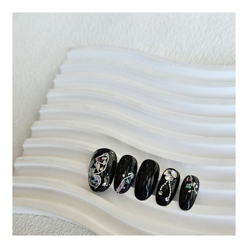 Mother of Pearl Butterfly Handmade Nail Tips - Long Point