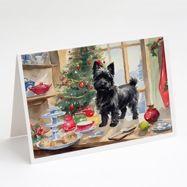 Caroline's Treasures DAC3757GCA7P Cairn Terrier Christmas Cookies Greeting Cards Pack of 8 Blank Cards with Envelopes Whimsical A7 Size 5x7 Blank Note Cards