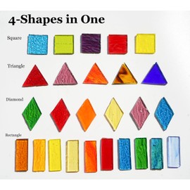 Lanyani 2 Pounds Extra Large Transparent Glass Mosaic Tiles for Crafts, 300 Pieces Textured Stained Glass Mosaic Tiles Pieces Bulk, Vibrant Cathedral Tiles for Mosaic DIY