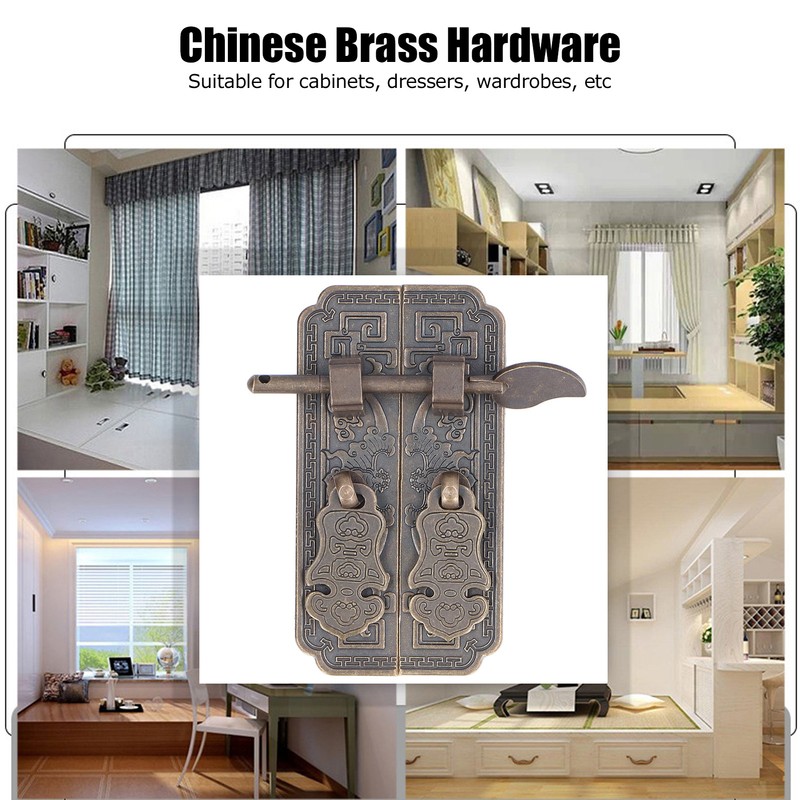 Cabinet Faceplate Brass Material Bronze Auspicious Bat Pattern Retro Chinese