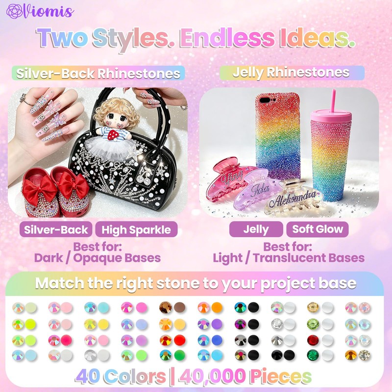 Viomis Bedazzling Kit with B7000 Glue, 40000 Pcs 3mm Rhinestone,