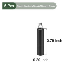 YOKIVE Pack of 5 Spacers Aluminium Round Straight Spacers | Prevent Connection Deformation Ideal for Robot Drones (Black M3 20 mm)