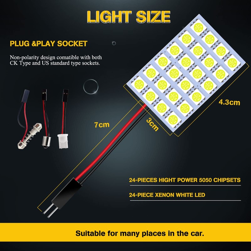 YongMing 24-LED 5050 White LED Room Lamp Dome Light with