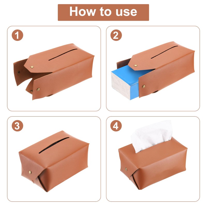 sourcing map Tissue Box Cover with Button Rectangle Tissue Box