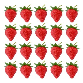 RONRONS 20 Pieces Artificial Strawberry Lifelike Fruit Plastic Strawberries Photography Prop Home Kitchen Cabinet Party Ornament, Small
