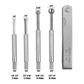 4 PCS Small Hole Gauge Set Ball Type, Full Round Telescoping Gauge Set with 32 Blades Steel Feeler Gauge for Measuring Gap Width or Thickness, 1/8"-1/2" Range