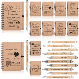 12 Sets Dankeschön Geschenke für Mitarbeiter 12 Inspirierende Kugelschreiber Glücksstift 12 Motivations Notizbücher Mini Tagebuch Notizblöcke Abschiedsgeschenke für Kollegen Lehrer Schüler