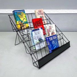 FixtureDisplays 4-Tier Wire Literature Rack CD Greeting Card Display 18"W x 5.5"H x 2.5"D Pocket