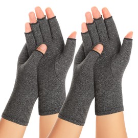 Guantes de Artritis Para Mujer, 2 Pares de Guantes de Compresión para Artrosis, Alivio Del Dolor Del Túnel Carpiano, Reumatoide, Osteoartritis, para Bicicletas, Deportes, Trabajo, Mecanografí, M, M, Gris