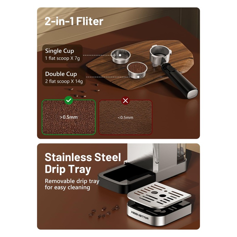 KEENSTAR 20Bar Espresso Machine with Rapid Cold Brew, Hot &