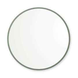 Better Bevel 18” x 18” Sage Green Rubber Framed Mirror | Round Bathroom Wall Mirror