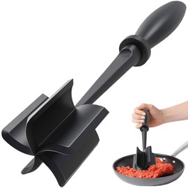 Meat Chopper, Heat Resistant Meat Masher for Ground Beef, 5 Curve Blade Hamburger Chopper Utensil, Multifunctional Nylon Potato Masher Ground Turkey Smasher, Non Stick Mix Chop Kitchen Tool