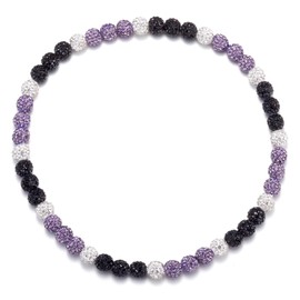 HSWYFCJY Baseball Beaded Chain Necklace for Men Women, Rhinestone Discoball Drip Accessories Purple Black and White Baseball Necklaces Gifts for Men Inspired Softball Jewelry Gifts 20IN