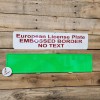 NEON GREEN Euro, European License Plate, Embossed Border, NO TEXT, aluminum