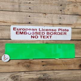 NEON GREEN Euro, European License Plate, Embossed Border, NO TEXT, aluminum