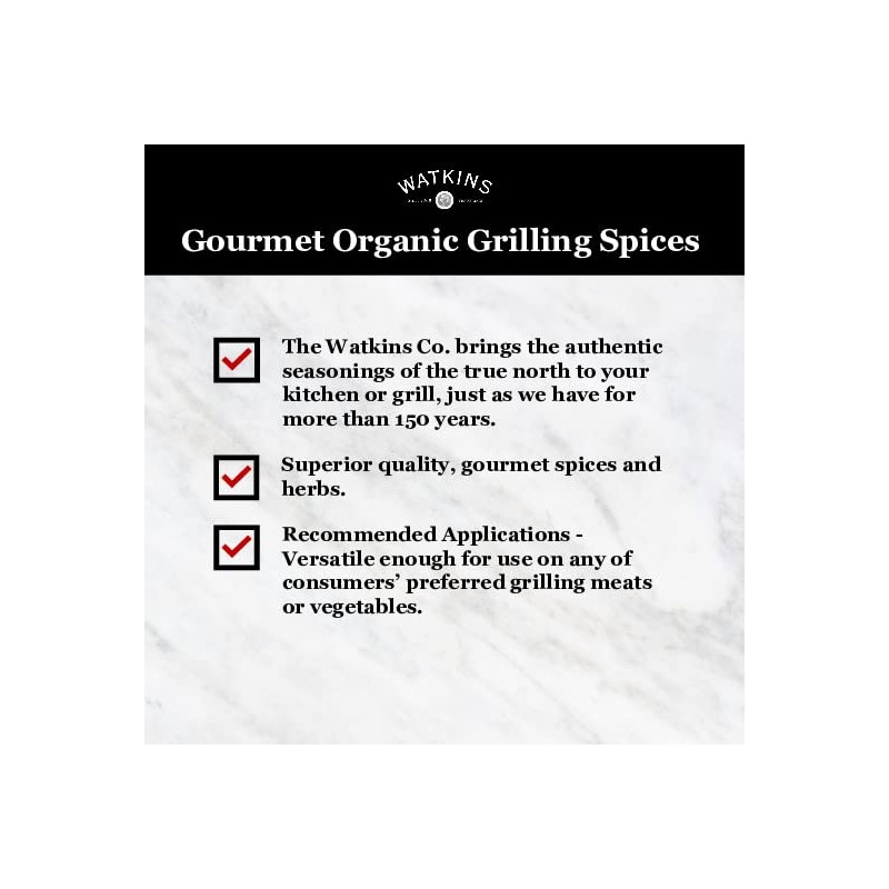 Watkins 1868 Organic Grilling Buttery Herb Seasoning, Bulk 9.8 oz