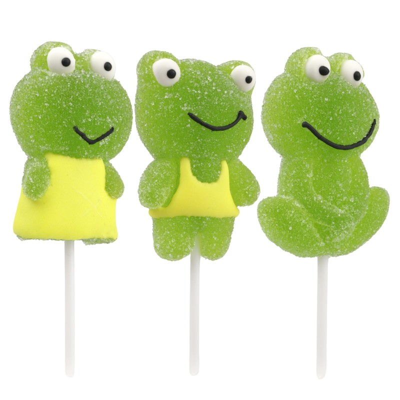 Sweetzo Green Apple Frog Jelly Lollipops, Individually Wrapped Gummy Pops,