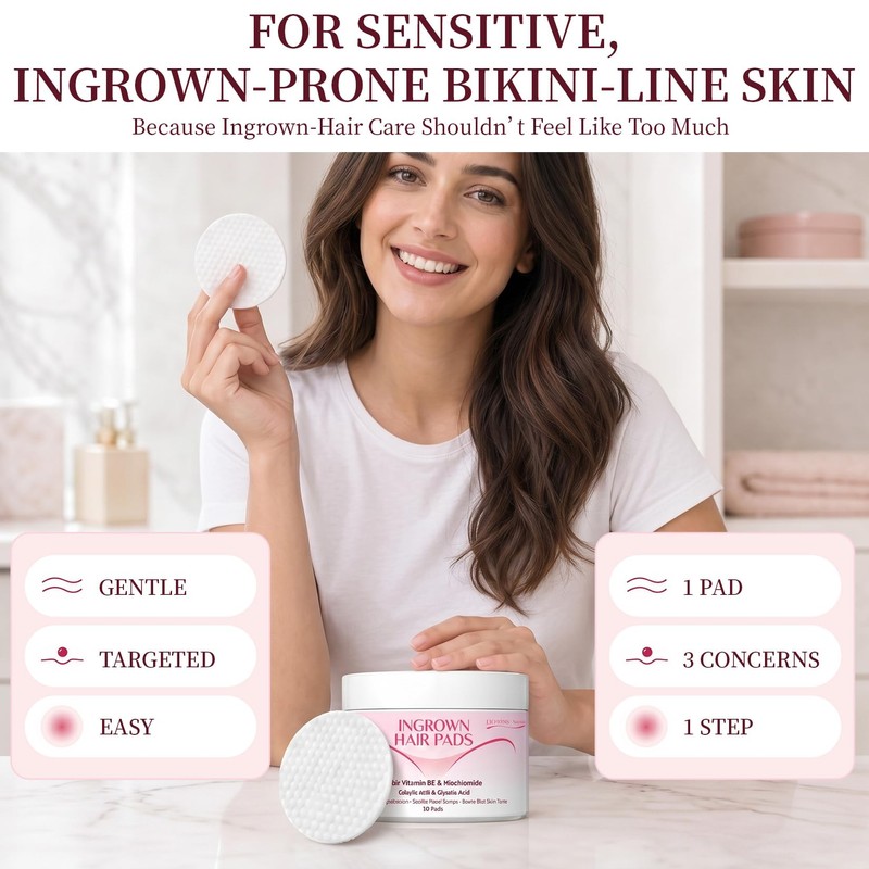 LHOPEBK Nature Ingrown Hair Treatment Pads: with BHA/AHA for Bikini
