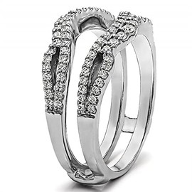 TwoBirch 0.57 Ct. Double Infinity Wedding Ring Guard Enhancer in Sterling Silver (CZ or MOISSANITE) (Moissanite, 6)