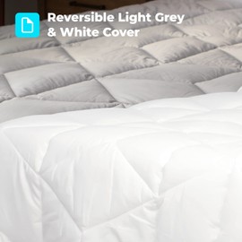 Pillow Cube The Cubit Comforter - Bed Comforter, Duvet, Bedding, Cooling Comforter, Vegan Down Fill, White & Light Grey - Twin/Twin XL