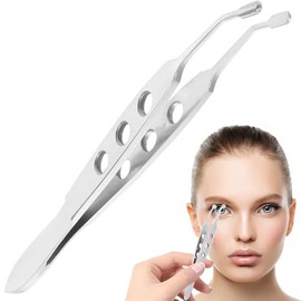Cbbaokyy Meibomian Gland Expressor, Eyelid Gland Blockage Unblocking Physiotherapy Tools, Stainless Steel Eyelid Massage Tweezers-Round Tip Multi-Function Arita Expressor for Men Women (Silver)