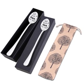 Oma und Opa Geschenke, 2 Stücke Kaffeelöffel mit Gravur- Beste Opa Der Welt Beste Oma Der Welt Kaffeelöffel Edelstahl Lang für Oma Geschenk Opa Geschenk Geschenke für Großeltern Weihnachten