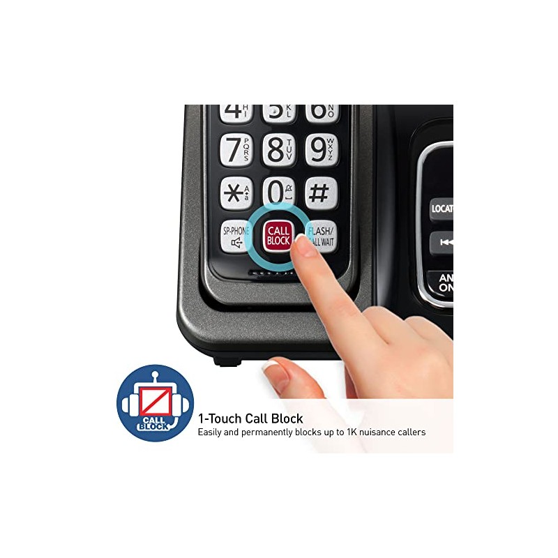 Panasonic Cordless Phone with Answering Machine, Advanced Call Block, Bilingual