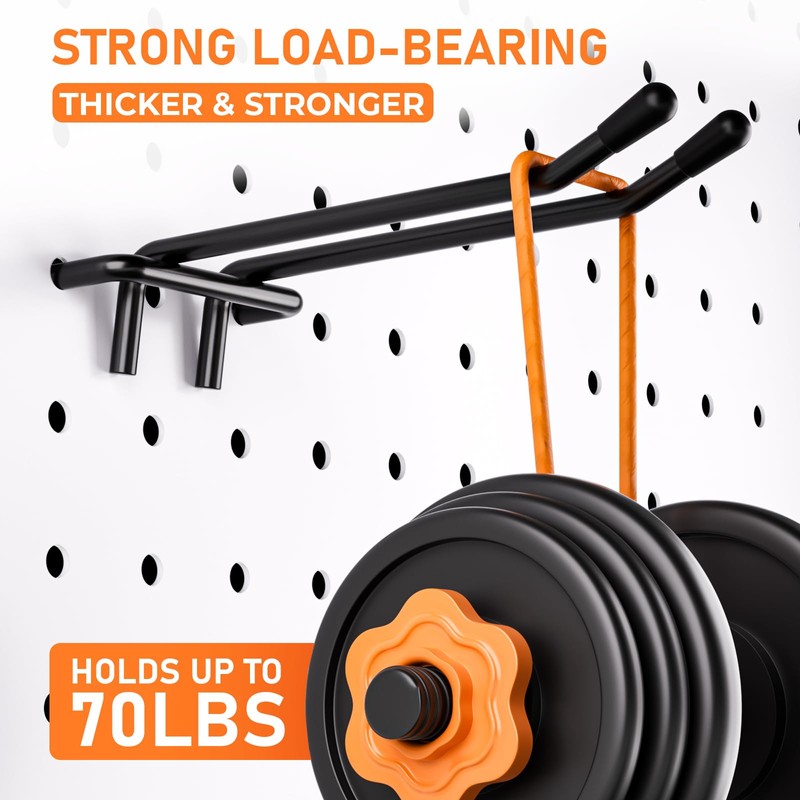 INCLY 176PCS Extra Thick Pegboard Hooks, 1/4" Heavy Duty Black