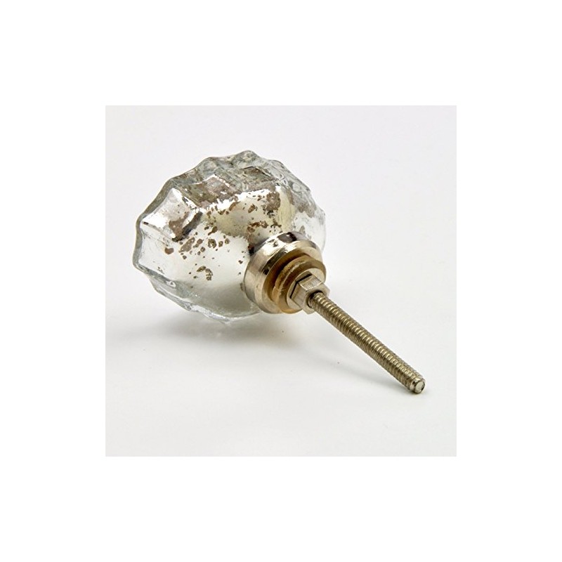 Large Mottled Silver Glass Knob, Pull, Handle, for Cupboards, Doors,