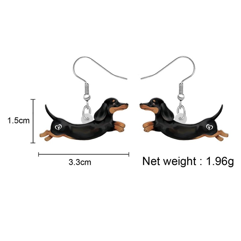 RAIDIN Acrylic Lovely Dachshund Dog Dangle Drop Earrings Jewelry for